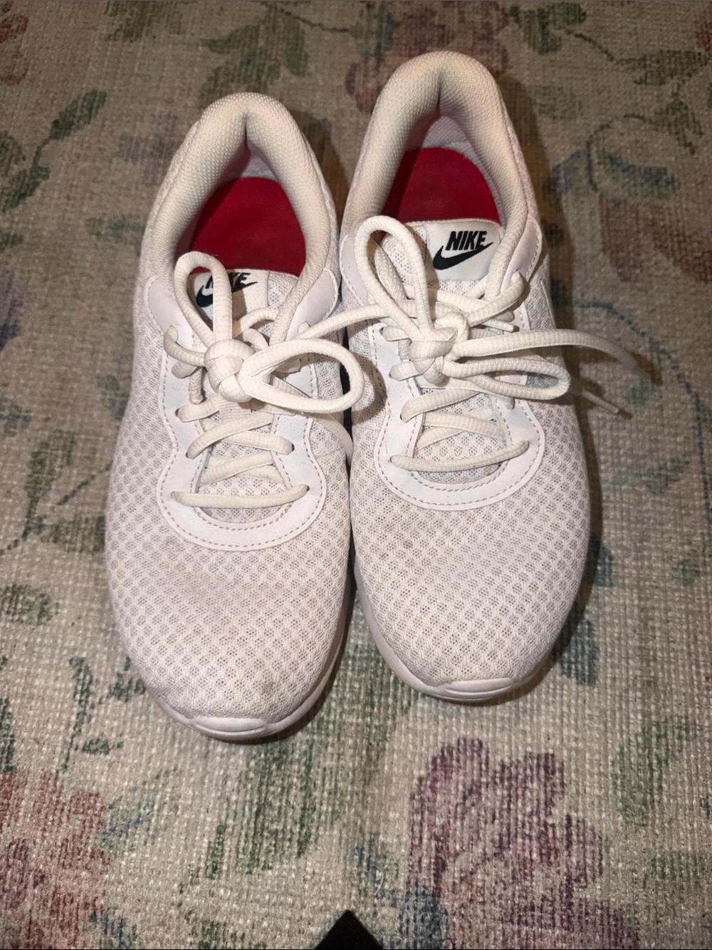 Nike Women’s White Mesh Athletic Sneakers with Red Insole